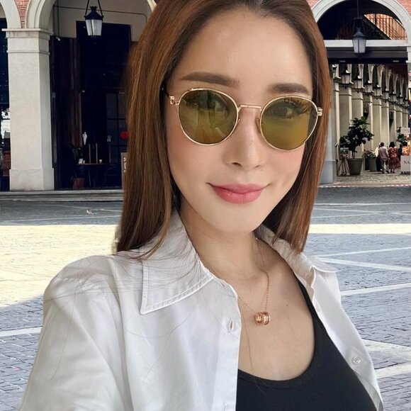 Miu Miu MU55ZS 5AK07O Round Sunglasses – Gold - Picture 3 of 9